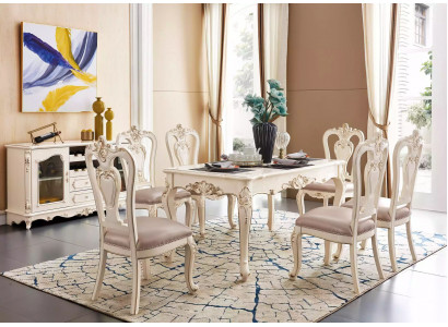 Salle à manger Ensemble de meubles pour votre perle intérieure blanc classique Meubles de 8 pièces