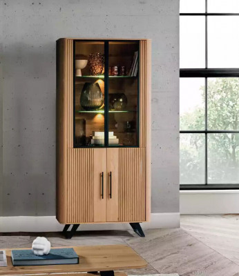 Vitrine Mobilier Salon Armoire beige Vitrine en verre Armoires neuves