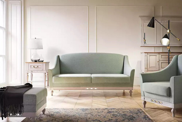 Canapé 2 places Design de luxe en textile et bois Rembourrage Deux places