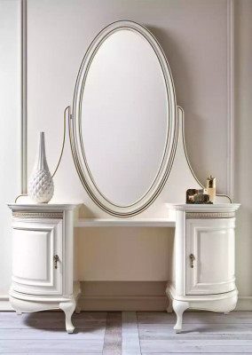 Coiffeuse Miroir Chambre de luxe beige Meubles Consoles Buffet Table