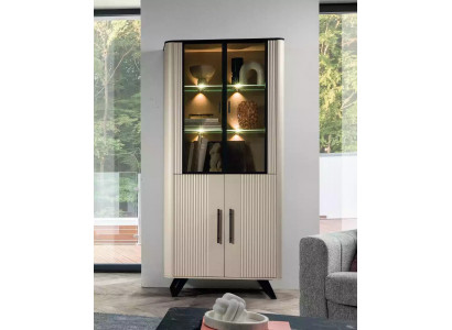 Vitrine Salon moderne et luxueux beige Armoire en verre Armoires Garde-robe