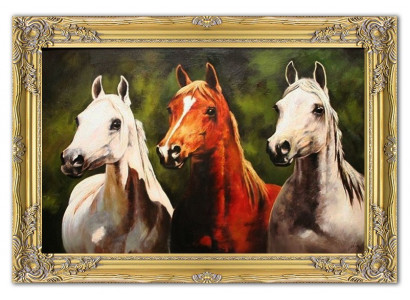 Image d'huile Peinture à l'huile CHEVAUX CHEVAL avec cadre 75 x 105 CM G04435