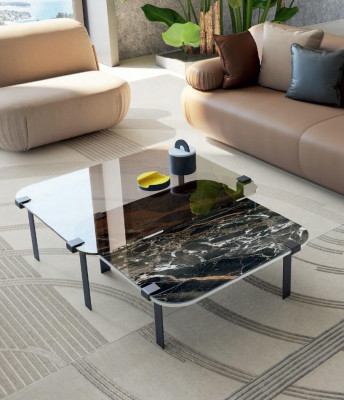 Tables basses Table Luxe Tables en verre Consoles Design Ensemble de meubles italiens 2x