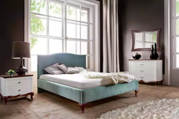 Conception de literie de luxe pour lits doubles en bois de lit classique d'hôtel double.