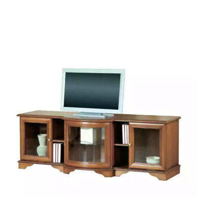Salle de séjour meuble TV télévision bas armoire mobilier bois meuble TV 177cm.
