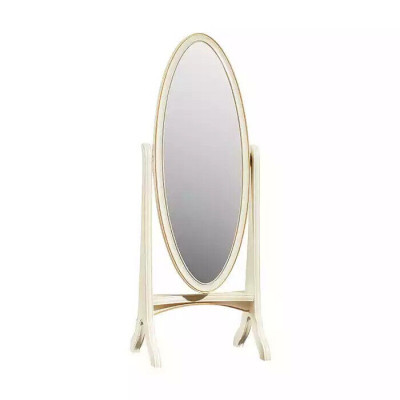 Miroir de sol rectangulaire avec cadre en bois ovale blanc pour salon