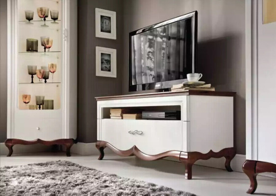 Meuble TV en bois moderne pour salon, support TV, meuble bas, bahut.