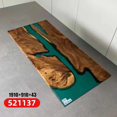 Table à manger en résine époxy, meuble massif en bois véritable, table en époxy en cascade 191x91cm