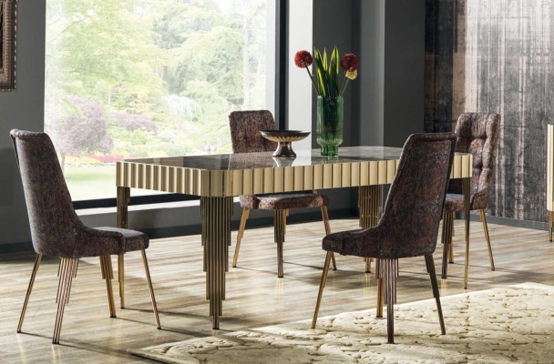 Table à manger moderne 4 chaises Ensemble de salle à manger Suite Designer 5 pièces Style Table