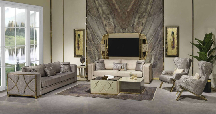Luxueux ensemble de canapés 3+3+1 places Design Canapé Rembourrage Canapés Modernes
