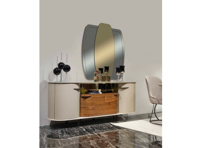 Buffet design, design de miroir, mobilier de console en bois, commode 2 pièces.