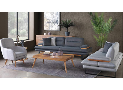 Ensemble de salon moderne de 3 pièces. Ensemble de canapés 3+2+1 gris