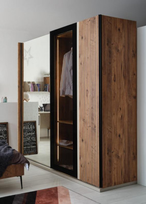 Armoire moderne de luxe en bois, armoires en verre élégantes pour chambre.