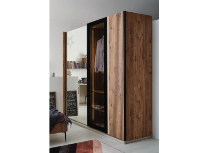 Armoire moderne de luxe en bois, armoires en verre élégantes pour chambre.
