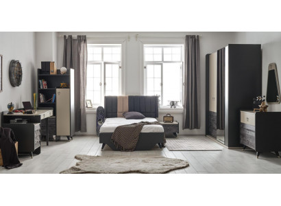 Luxueux set de chambre grise pour jeunes avec 7 pièces pour chambre d'enfants