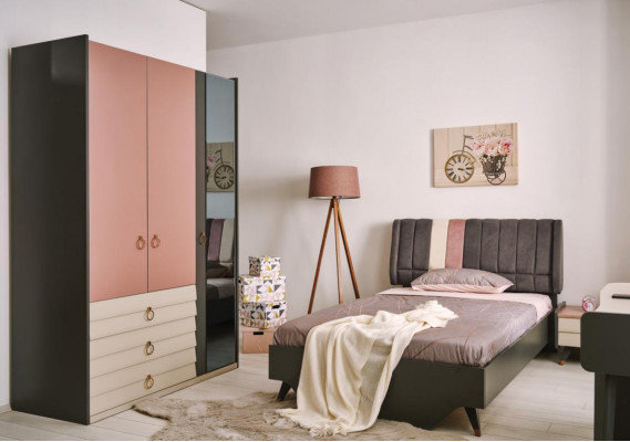 Chambre Ensemble Lit Table de chevet Armoire Moderne Luxe Setra Set