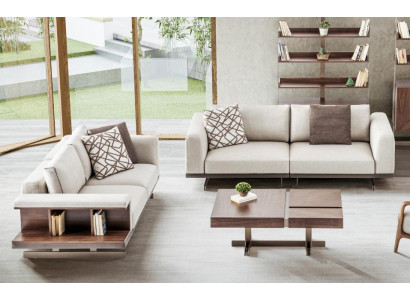 Ensemble de canapés beige-marron Luxueux Canapés Ensemble de meubles rembourrés Canapés 3 places + 2 places