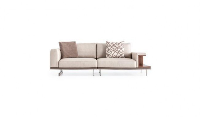 Ensemble de canapé moderne beige comprenant un canapé trois places et un canapé deux places, meubles de luxe en tissu.