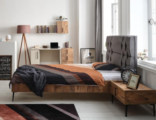 Table de chevet de chambre de luxe Lits Lit 2 pcs Ensemble complet Mobilier de conception