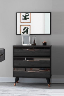 Commodes modernes avec miroir Ensemble de chambre design de luxe en bois 2 pièces