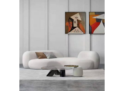 Canapé moderne 3 places blanc de haute qualité Tissu de design de canapés Rembourrage élégant nouveau