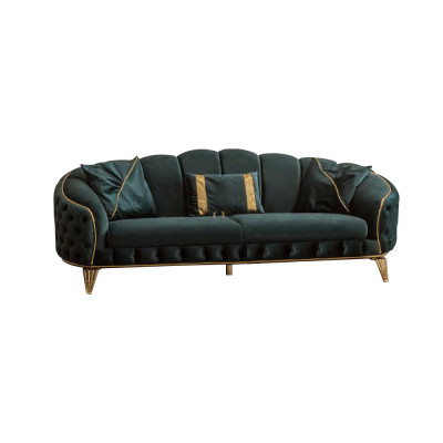 Canapé 3 places 2x Chesterfield Revêtement Siège Tissu Tissus Canapés Sofa