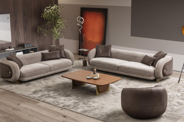 Ensemble de canapé de luxe Canapé Marron Suite Canapés 4 3 1 Siège 3 pièces Ensemble Tapisserie d'ameublement