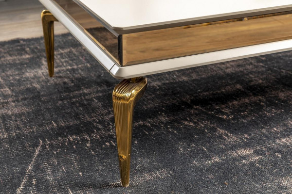 Salle de séjour blanche Table basse Table de rangement design en acier inoxydable Table nouvelle