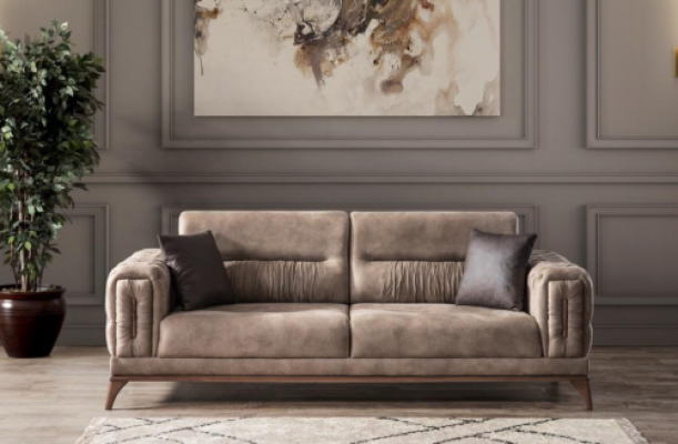 Revêtement gris Trois places Luxueux Chesterfield Salon 3 places
