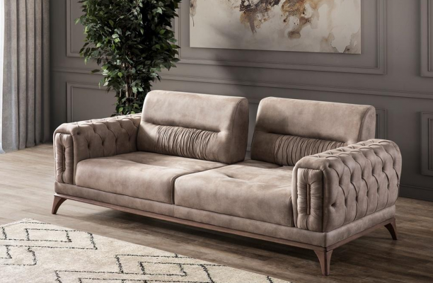 Revêtement gris Trois places Luxueux Chesterfield Salon 3 places