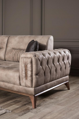 Revêtement gris Trois places Luxueux Chesterfield Salon 3 places