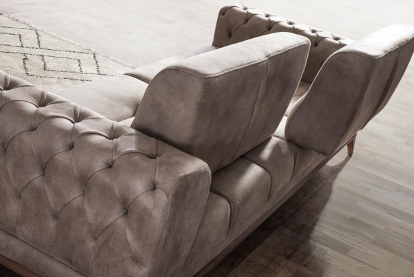 Revêtement gris Trois places Luxueux Chesterfield Salon 3 places