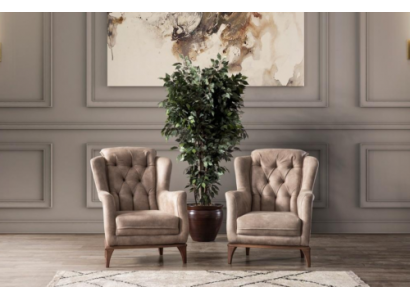 Chesterfield Robuste 2x Chaises en Tissu Luxueuses 1 Place Meubles Modernes