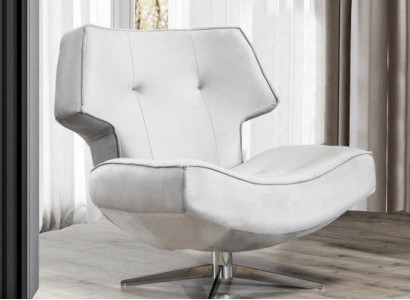 Fauteuil blanc design moderne de luxe pour salon, 1 place, en textile.