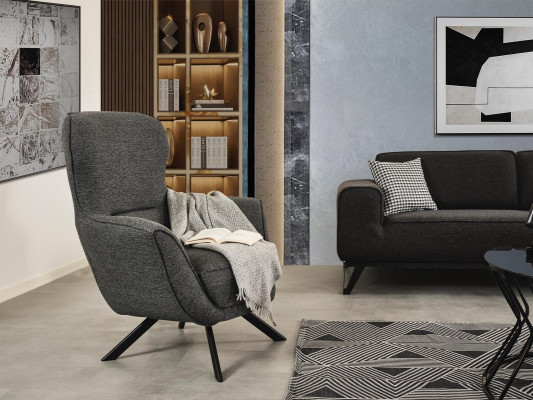 Couleur grise, design moderne Fauteuil 1 place en tissu Textile de matériau de design moderne