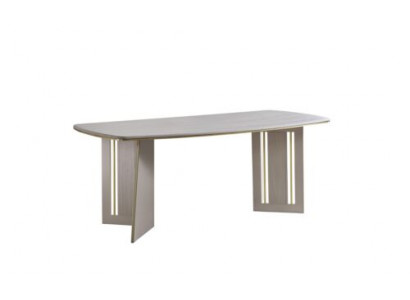 Table à manger beige Mobilier en bois moderne Table semi-ovale Table à manger design