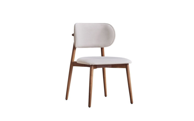 Chaise de salle à manger élégante et styliste en textile blanc du créateur, une chaise à un seul siège