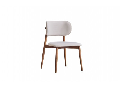 Chaise de salle à manger élégante et styliste en textile blanc du créateur, une chaise à un seul siège