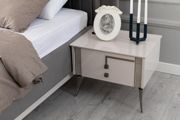 Ensemble de chambre moderne Lit double Table de chevet Armoire de luxe