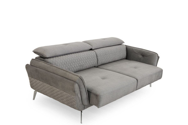 Canapé en tissu gris, luxueux canapé rembourré moderne à trois places en tissu