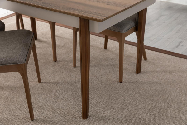 Ensemble de salle à manger complet Table à manger 4 chaises rembourrées marron Ensemble de 5 pièces