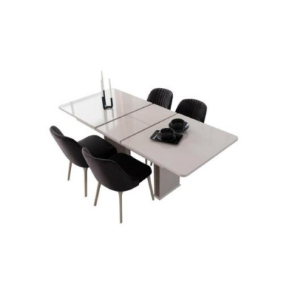 Salle à manger Meubles Table à manger Blanche Ensemble de salle à manger Chaises Design 5 pièces Ensemble neuf