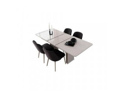 Salle à manger Meubles Table à manger Blanche Ensemble de salle à manger Chaises Design 5 pièces Ensemble neuf