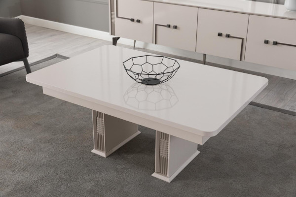 Armoire télé beige, table basse designer, salon de luxe en bois, mobilier de 2 pièces