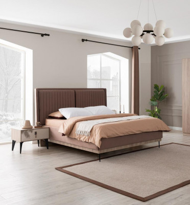 Lit double marron Mobilier de chambre de designer Lits luxueux rembourrés