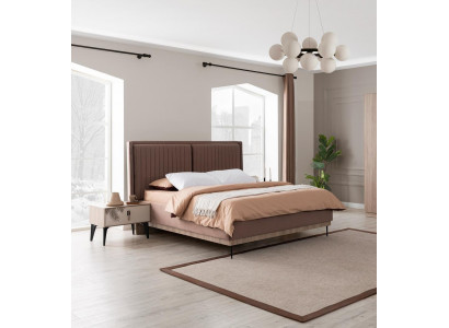 Lit double marron Mobilier de chambre de designer Lits luxueux rembourrés