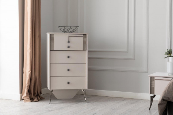 Salle de séjour Commode blanche 4x tiroirs Commode en bois Armoire en bois Meubles