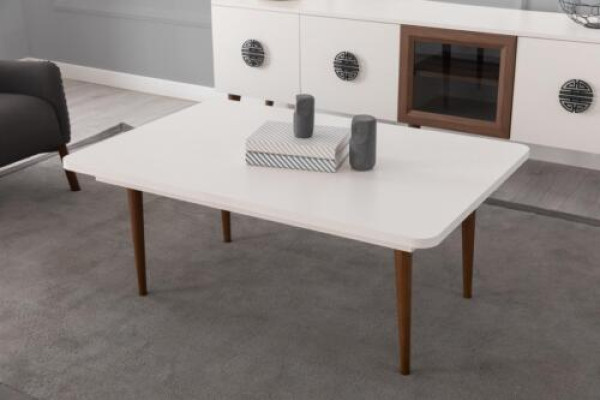 Table basse rectangulaire en bois élégante de luxe marron clair pour salon