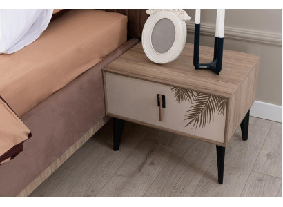 Table de chevet beige Meuble de chambre de designer Tables de chevet en bois de luxe