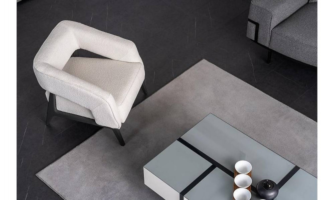 Ensemble de salon moderne composé de 2 canapés + fauteuil et table basse 4 pièces.